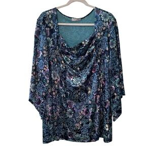 Dressbarn Burnout Velvet Floral Blouse Size 3X Whimsical Celestial Fairycore